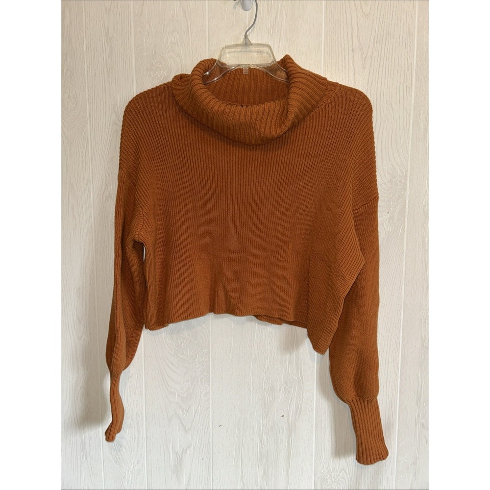 wild fable medium Pumpkin Color Turtle‎ Neck Crop Sweater
